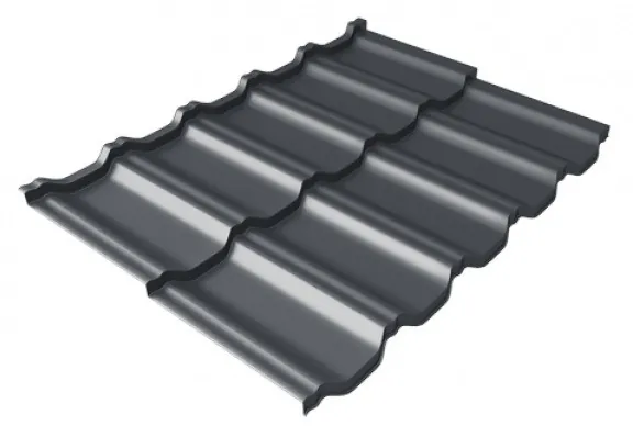 Металлочерепица модульная Квинта Uno Grand Line c 3D резом 0,5 Satin Мatt RAL 7024 мокрый асфальт купить в Владивостоке