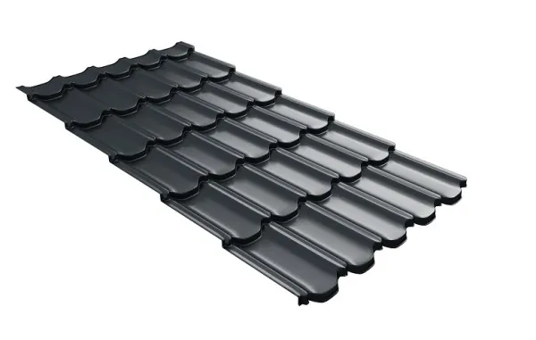 Металлочерепица квинта плюс с 3D резом 0,5 GreenСoat Pural Matt RR2Н3 (RAL 7016 антрацитово-серый) купить в Владивостоке