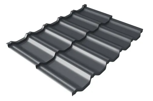 Металлочерепица модульная Квинта Uno Grand Line c 3D резом 0,45 Drap RAL 7024 мокрый асфальт купить в Владивостоке