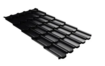 Металлочерепица квинта плюс с 3D резом 0,5 Satin Мatt RAL 9005 черный