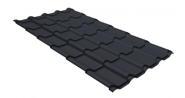 Металлочерепица камея GL 0,5 GreenCoat Pural RR 23 темно-серый (RAL 7024 мокрый асфальт) купить в Владивостоке