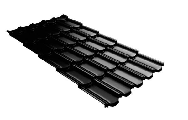 Металлочерепица квинта плюс с 3D резом 0,5 GreenСoat Pural Matt RR 33 черный (RAL 9005 черный) купить в Владивостоке
