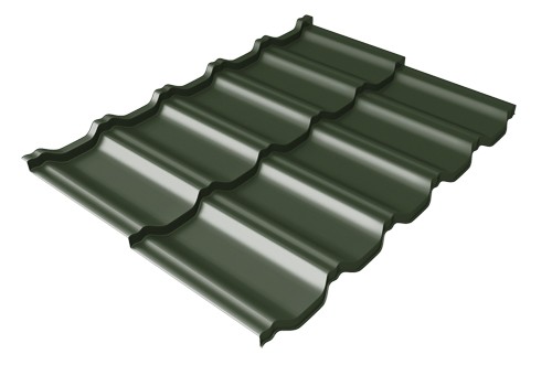 Металлочерепица модульная Квинта Uno Grand Line c 3D резом 0,5 GreenСoat Pural Matt RR 11 темно-зеленый (RAL 6020 хромовая зелень) купить в Владивостоке