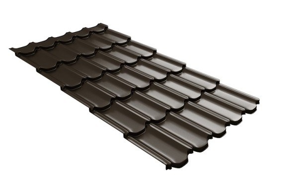 Металлочерепица квинта плюс с 3D резом 0,5 GreenСoat Pural RR 32 темно-коричневый (RAL 8019 серо-коричневый) купить в Владивостоке