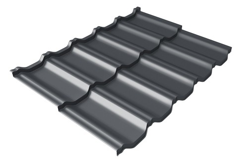 Металлочерепица модульная Квинта Uno Grand Line c 3D резом 0,5 Satin RAL 7024 мокрый асфальт купить в Владивостоке