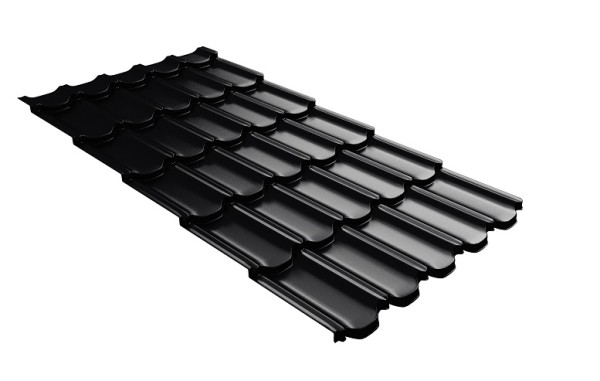 Металлочерепица квинта плюс с 3D резом 0,5 Satin Мatt RAL 9005 черный купить в Владивостоке