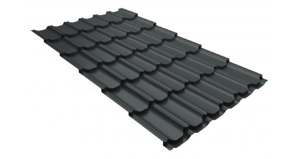 Металлочерепица квинта плюс 0,5 GreenCoat Pural Matt RR 23 темно-серый (RAL 7024 мокрый асфальт) купить в Владивостоке